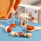 Montessori Holz-Musikinstrumente & Klang-Rasselset – 5-teilig