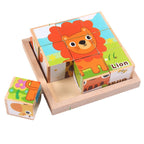 Holz-6-in-1-Tierpuzzle mit 3D-Würfeln