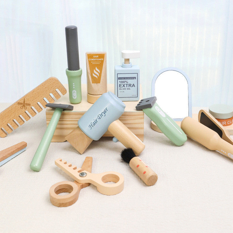 Montessori Holz-Friseurset für Kinder – Rollenspielzeug für Kleinkinder