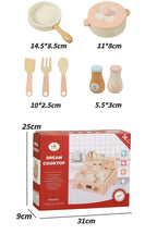 Holz-Tischherd & Kochgeschirr-Set für Kinder