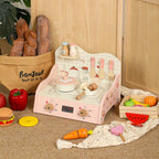 Holz-Tischherd & Kochgeschirr-Set für Kinder
