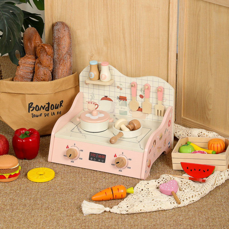 Holz-Tischherd & Kochgeschirr-Set für Kinder