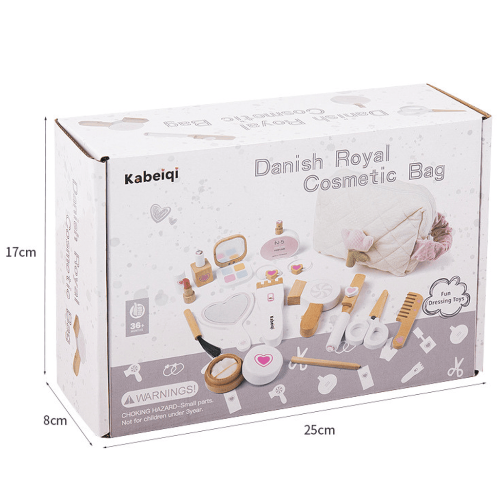 Holz-Schminktisch- & Kosmetiktaschen-Set für Kinder