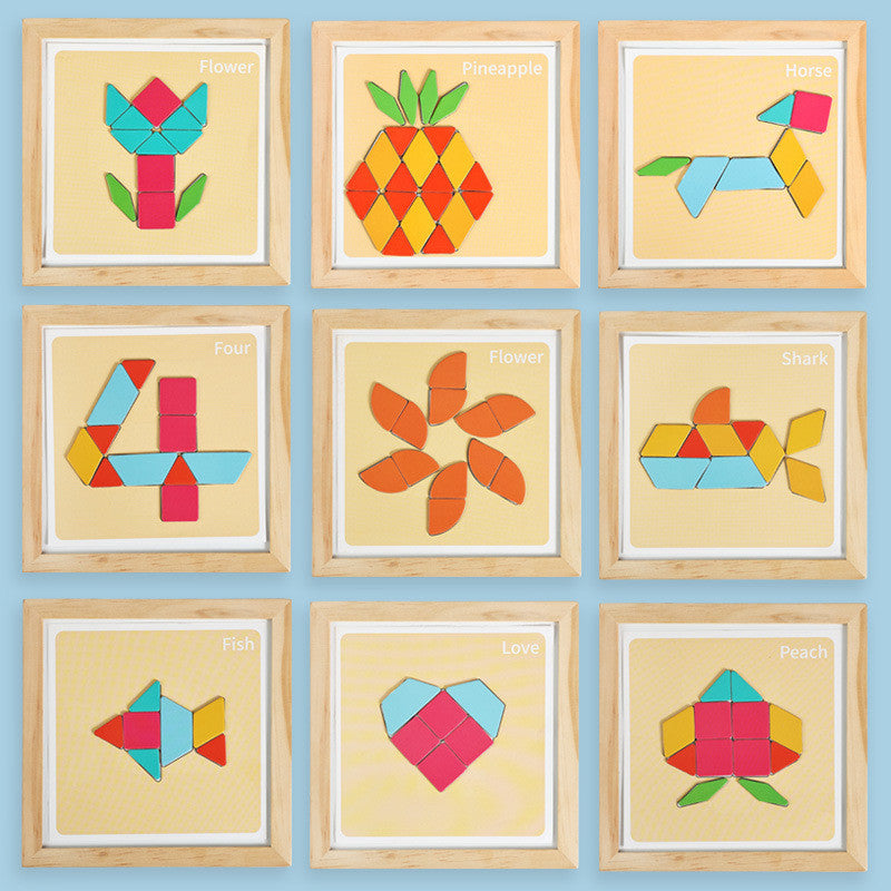 Magnetisches Tangram- & Musterblock-Puzzleset aus Holz mit Aufbewahrungsbox