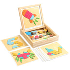 Magnetisches Tangram- & Musterblock-Puzzleset aus Holz mit Aufbewahrungsbox