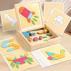Magnetisches Tangram- & Musterblock-Puzzleset aus Holz mit Aufbewahrungsbox