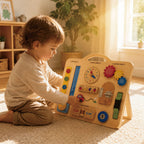 Montessori Tragbares Multifunktionales Sensorik-Busy-Board aus Holz