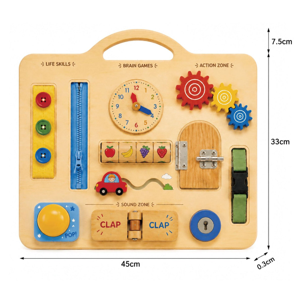 Montessori Tragbares Multifunktionales Sensorik-Busy-Board aus Holz