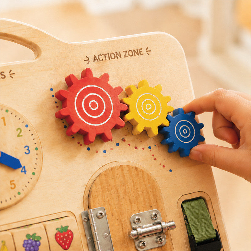 Montessori Tragbares Multifunktionales Sensorik-Busy-Board aus Holz